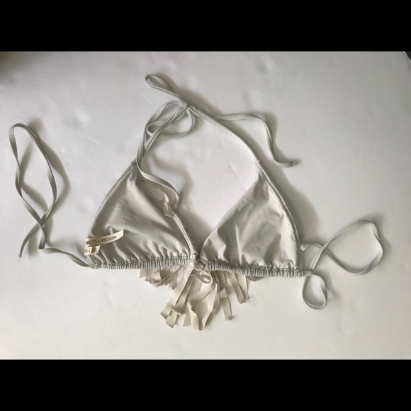 SOLD❌ Boys + Arrows Light Gray Fringe Bikini Top - Picture 2 of 5